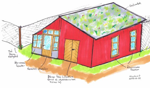 Vår idé om hur hönshus/växthus kan se ut.